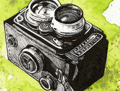 Rolleiflex Vintage Camera for Society6 art artist camera fine arts illustration illustration art mixedmedia penandink photography rolleiflex vintage watercolour watercolour painting