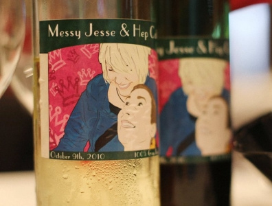 Erin & Jesse Custom Wine Labels + Table Settings