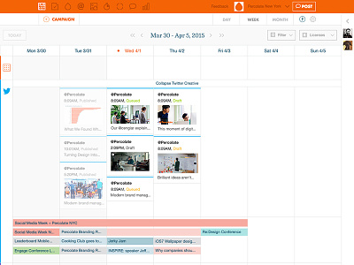 Content Planner 2.0 calendar design enterprise marketing percolate planner product software ui