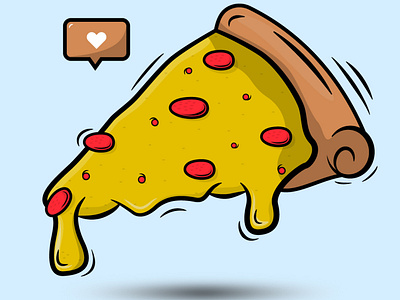 Pizza cartoon illustration pizza simple sticker