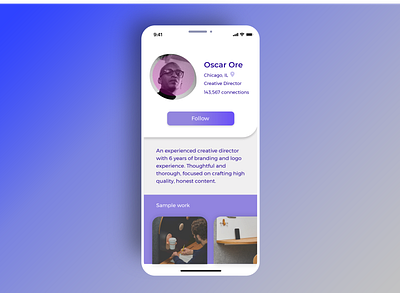 Daily UI 006 Profile Page daily ui dailyui design flat gradient graphic design interaction design minimal mobile mobile app design mobile design mobile ui profile ui ux vector