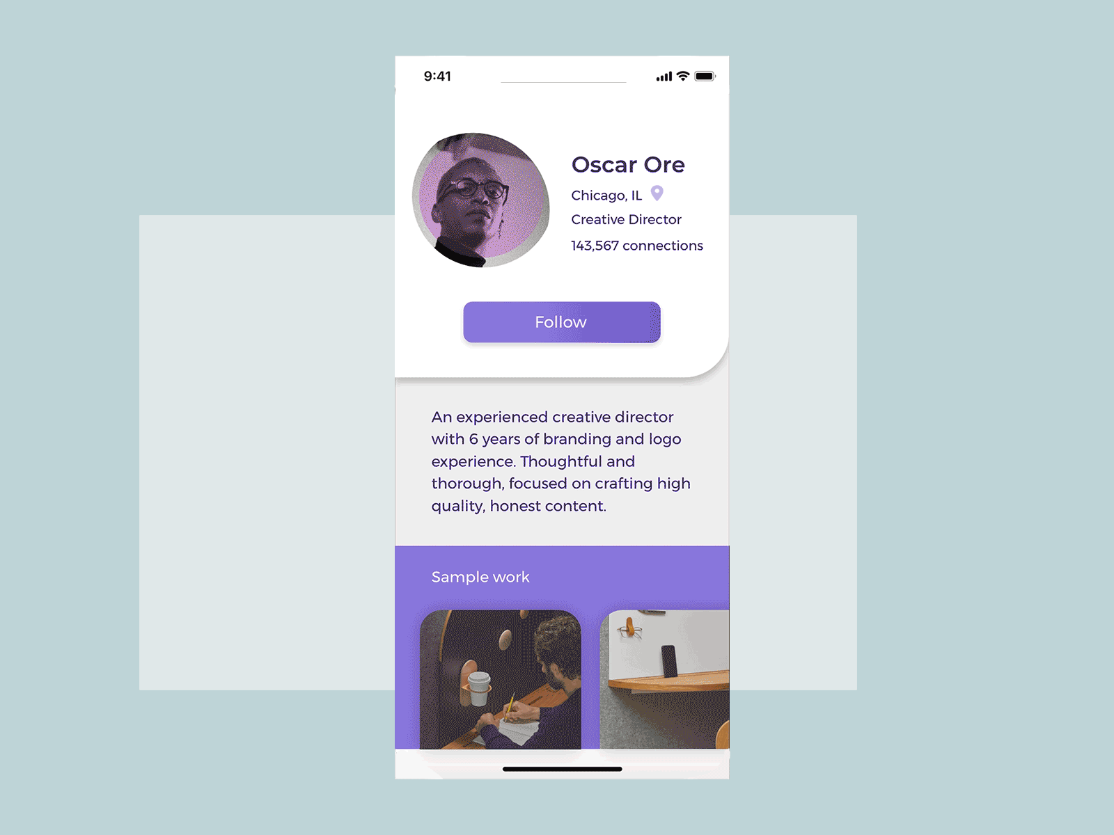 Concept profile page interaction animated daily ui dailyui design flat gif gradient graphic design interaction design minimal mobile mobile design mobile ui profile ui ux vector