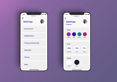 Daily UI 007 Settings daily ui dailyui design flat gradient graphic design interaction design minimal mobile mobile app design mobile ui ui ux vector