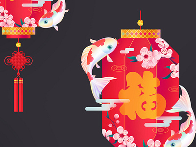 lantern brings you luck festival illustration lunarnewyear red