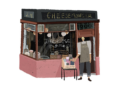 lifestyle丨cheese monger boy cheese cute flat illustration shop