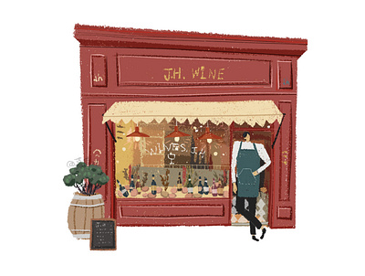 lifestyle丨wine store boy cute flat illustration illustration redhouse shop wine