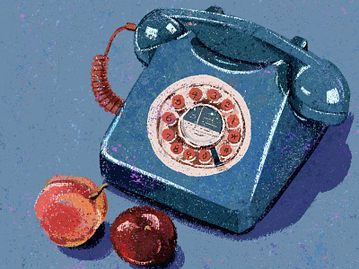 call me blue flat illustration fruit illustration illustration telephone things vintage