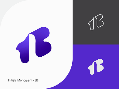 Initials Monogram - JB 3d artmark branding design gradient illustration isometric logo minimalist modern monogram simple vector