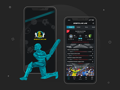 Sports Live Line App Design cricket dark ui graphicdesign illustration light ui logo mobile app design sports sports app ui ui design ux ux design