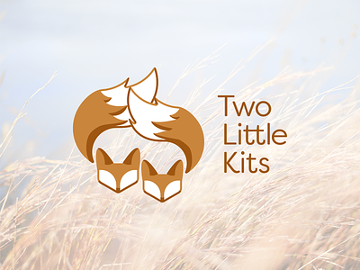 Two Little Kits logo brown foxes logo monochrome two little kits