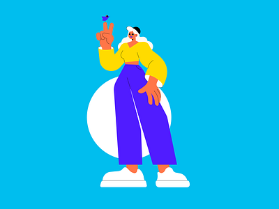 Girl with bird 2d bird character flat girl illustration love people vector