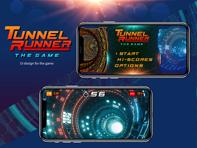 Tunnel Runner game ui app design game logo typography ui vector