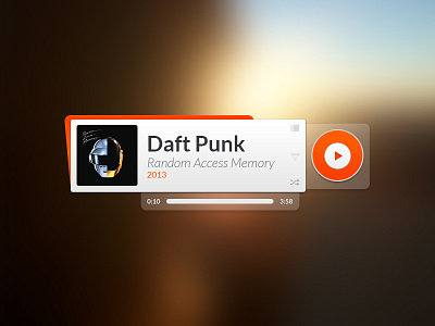 Soundcloud Player daft punk flat icon interface mobile music orange player soundcloud transparent ui ux webdesign white