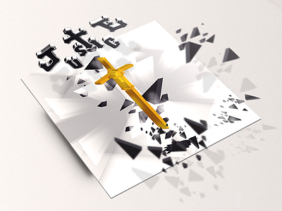 Outsiderz - Justice 3d art black design illustration perspective poster render sword white yellow