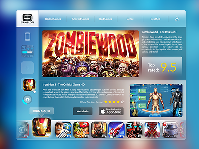 Gameloft Store app flat game gameloft interface mac mobile translucent ui ux widget
