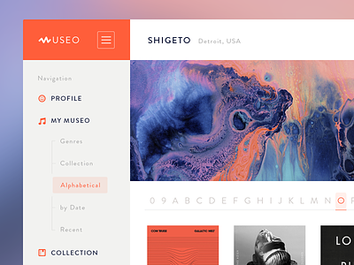 Museo™ - Dashboard app dashboard flat library minimalist music nav profile ui user interface ux webdesign