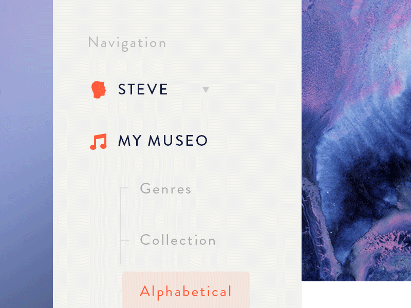 [GIF] Museo™ - Profile Selection app dashboard flat menu minimalist music nav profile ui user interface ux webdesign