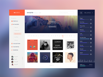 Museo™ - Desktop App v1 app dashboard flat library minimalist music nav profile ui user interface webdesign