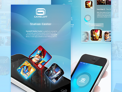GAMELOFT™ Station Center app dashboard flat game ios minimalist mobile nav profile ui user interface web app