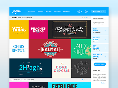 Myfonts - Homepage [Experiment] clean dashboard flat font homepage interface minimalist nav search typography ui user interface