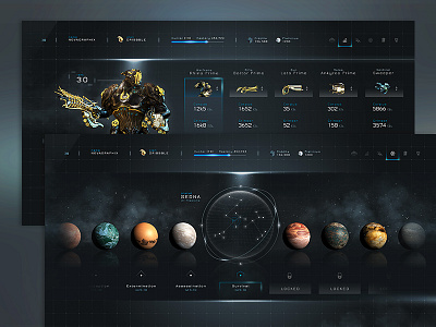Warframe™ - Statistics & Planets 3d clean dashboard flat game menu navigation profile ui user interface warframe