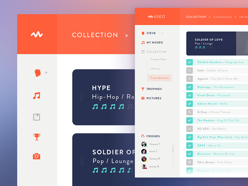 Museo™ - Retractable Menu by Steve Fraschini on Dribbble