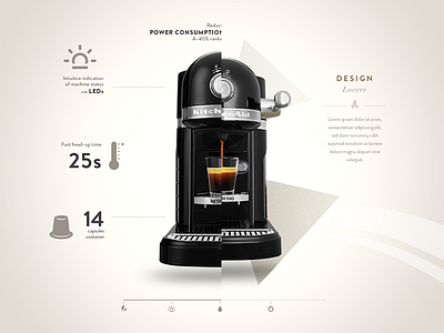Nespresso by Kitchenaid - Specs animation case study clean coffee flat icons kitchenaid menu navigation nespresso ui webdesign