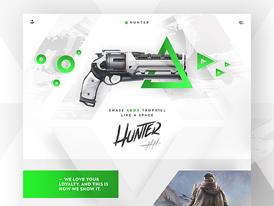X(box) Hunter - Preview 🎮 clean flat game green home interface minimal onepage ui ux webdesign xbox