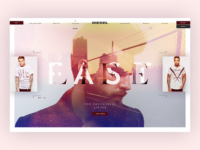 Diesel™ - Season Men Store diesel fashion flat menu minimal one page store typography ui ux webdesign