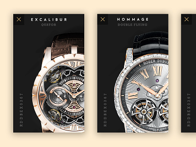 Roger Dubuis - Watches Cards flat luxury menu minimal navigation store swiss ui ux watch webdesign