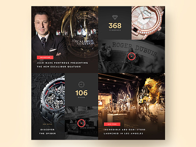 Roger Dubuis - Monthly Diary flat grid luxury menu minimal navigation store swiss ui ux watch webdesign