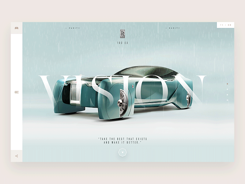 Rolls Royce™ Vision car design elegant flat home interface minimal one page roll royce ui ux webdesign