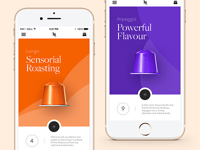 Nespresso — Mobile App app design elegant iphone minimal mobile nespresso orange purple ui ux