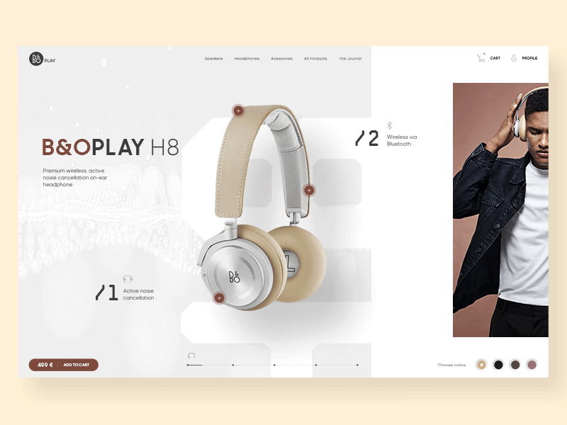 B&O — Beoplay H8 🎧 animation beoplay design elegant flat gif minimal music scroll ui ux webdesign
