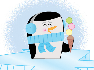 Penguin With Ice Cream animal character digital icecream penguin vector