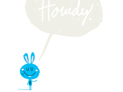 Howdy Bunny blue bunny character digital illustration