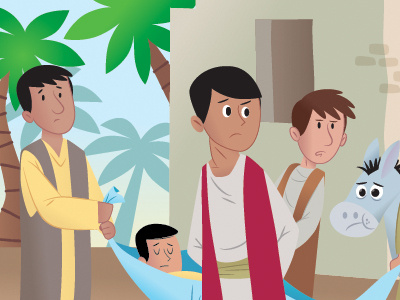 Bible Jr. app bible bible story boys characters donkey palm trees