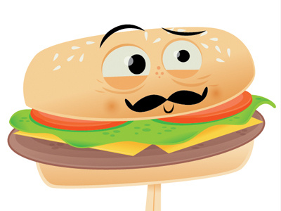 Lunch character digital illustration vector