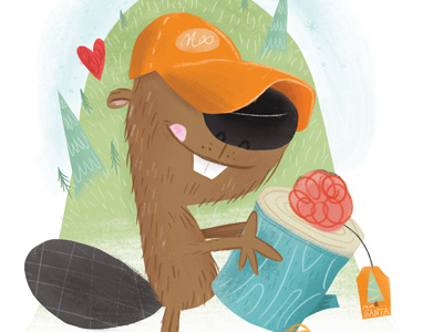 The Perfect Gift animal beaver christmas digital gift hat holiday illustration
