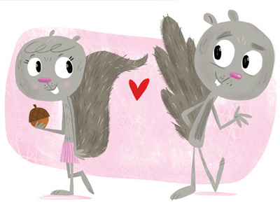 Aw, Nuts! Valentines art digital illustration photoshop promo squirrel