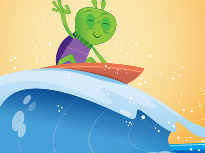 Green Surfer Bug bugs digital illustration vector water