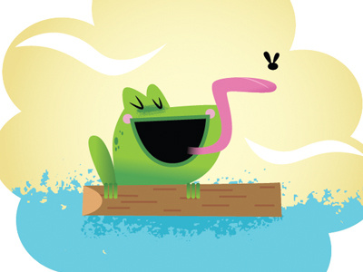 Frog on a log character digital frog green illustration log texture vector