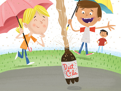 Mentos And Cola candy children cola fun illustration rain summer