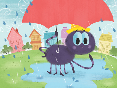 Itsy Bitsy Spider book cover cover houses illustration picture book rain spider