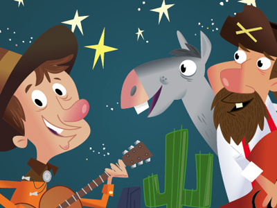 Yodeling Cowboys cowboys illustration stars vector