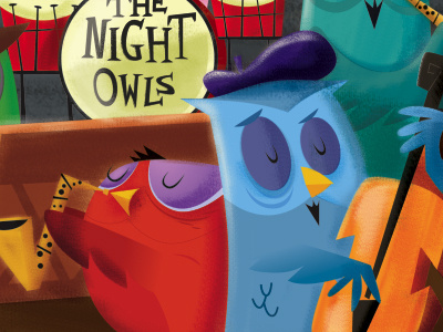 The Night Owls illustration jazz night owls texture vector