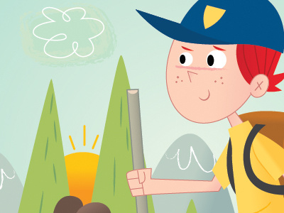 Hiker boy hiking illustration vector