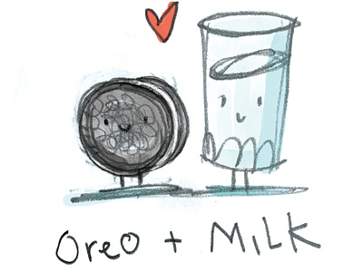 Classic Combinations - Oreos and milk cookie drawing friendship love milk oreo pencil sketch valentines watercolor