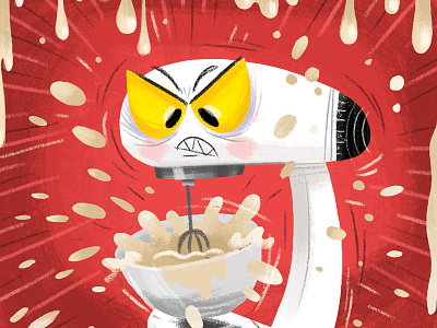 Max The Mad Mixer angry appliance character design digital illustration kitchen mixer