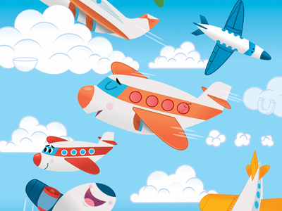 Hidden Picture Art airplanes character digital illustration vector